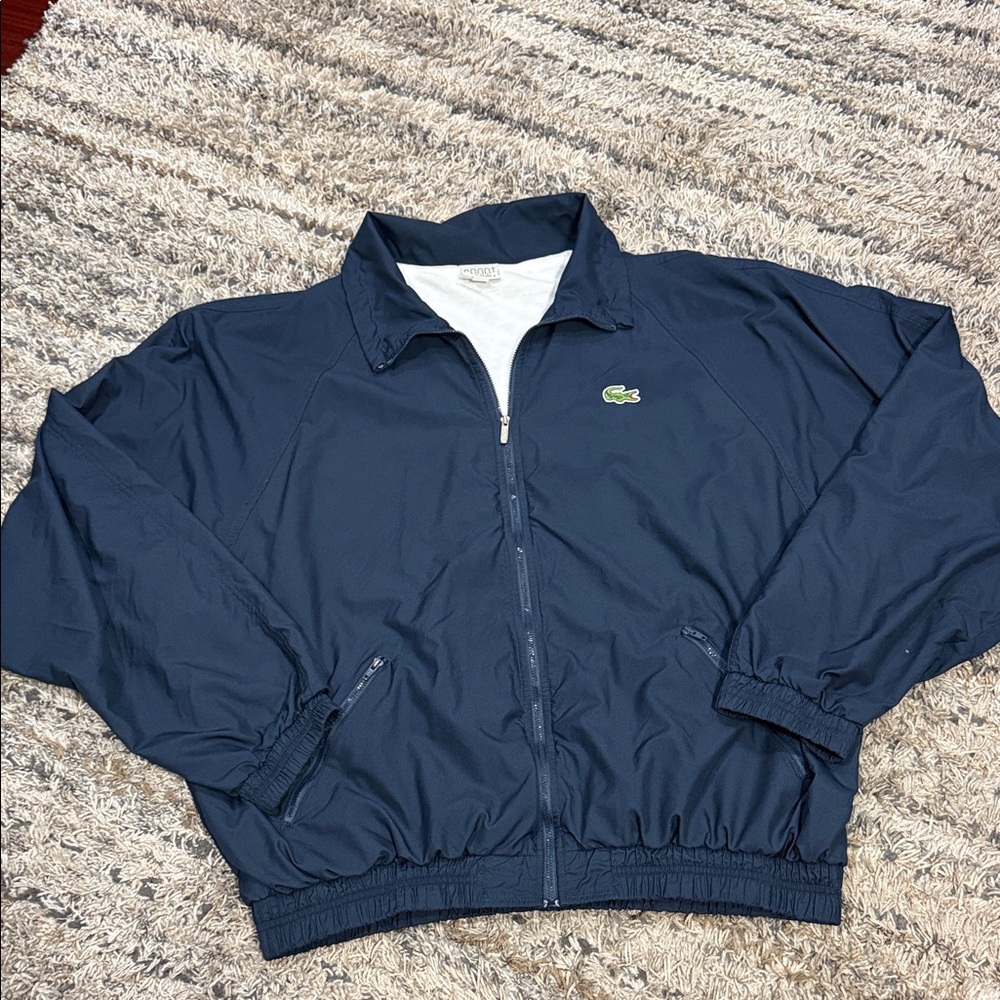 Vintage Lacoste Dark Blue Zip-Up windbreaker Jacket sz L/XL